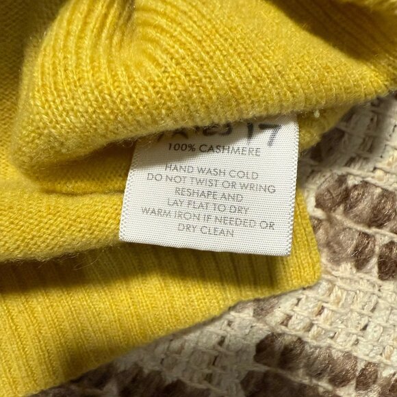 Anthropologie White Warren Cashmere V Neck Sweater Size S Yellow Tunic Luxury - Picture 4 of 8